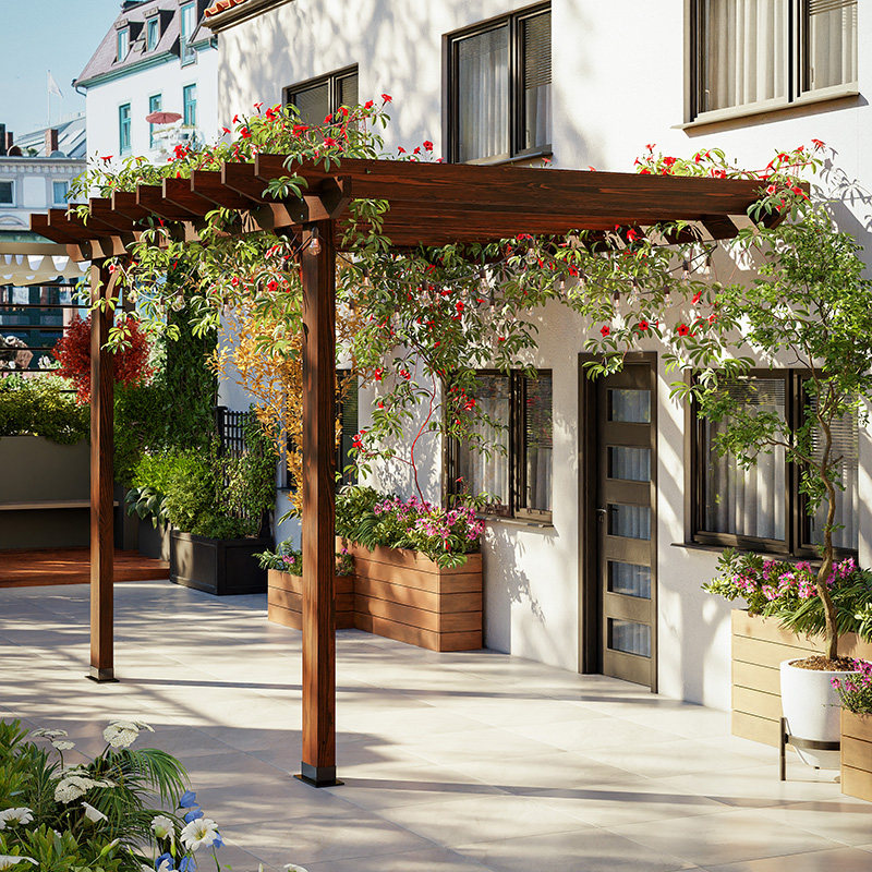 防腐木葡萄架单臂户n外庭院子阳台屋顶花园凉亭花架植物爬藤架雨