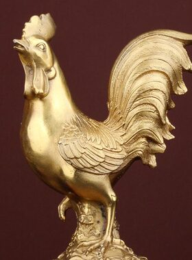 铜鸡摆件纯铜公鸡金鸡报喜 十二生肖家居装饰工艺品客厅卧室衣柜