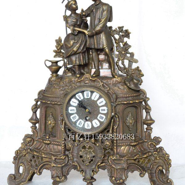 钟表情侣纯铜机械座钟家居条案壁炉摆钟欧式样板间复古做旧摆钟,家居饰品,座钟,淘宝优惠券,粉丝福利购,淘宝优惠卷