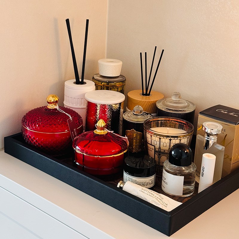 法式复古木质托盘长方形桌面收纳托盘香I薰首饰家用样板房装饰摆