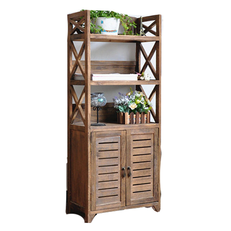 包邮~田园书架简约书报架复古柜子实木储物柜玄关柜百叶地柜阳台