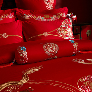 小抱枕 婚庆大红色糖果枕长条圆柱靠枕头含芯可拆洗结婚陪嫁 一只