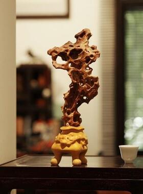 海黄 | 太湖石 摆件 雕刻客厅家居桌面装饰木质工艺品送礼