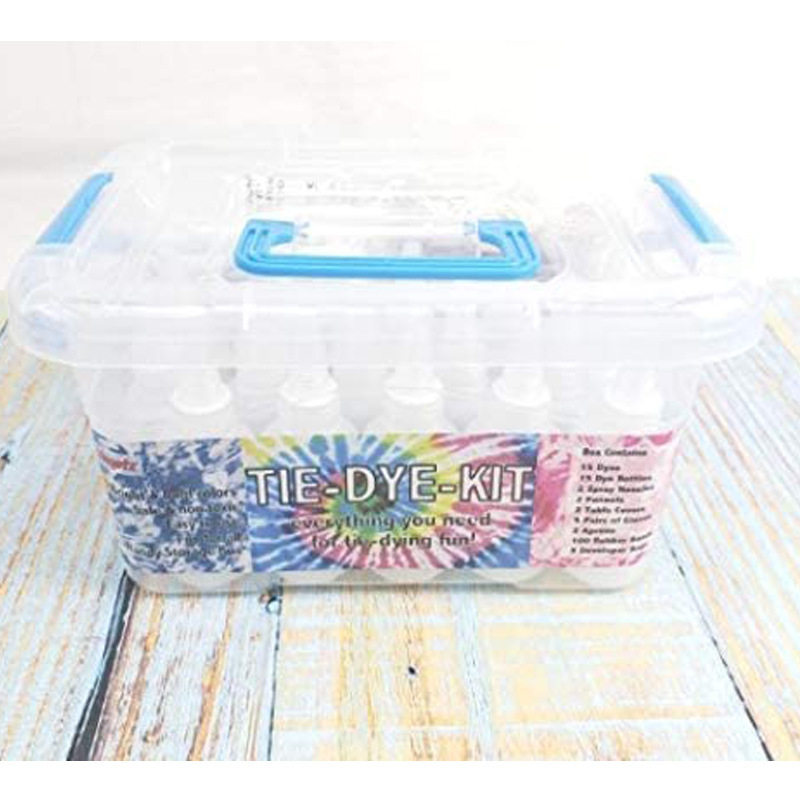 厂家 儿童扎染颜料亚马逊跨境DIY创意染色剂收纳盒15色染料粉