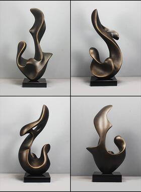 抽象雕塑摆件轻奢艺术品摆设玻璃钢软装饰品家居样板房售楼处陈设