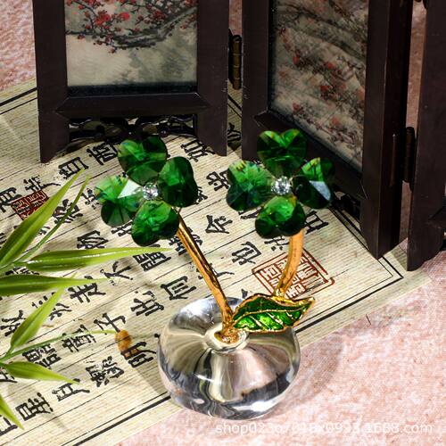 水晶幸运四叶草摆件家居装饰生日礼物汽车精美轻奢高端水晶摆件
