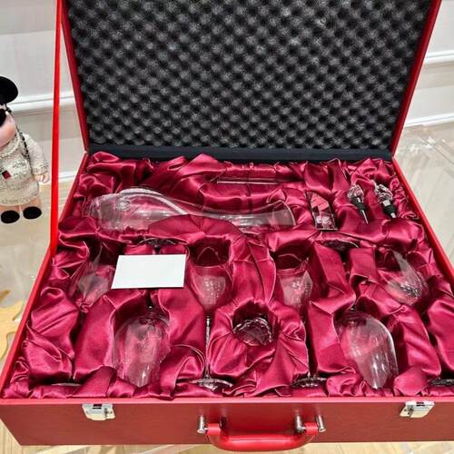 红酒杯十件套套装带杯架家居摆件红酒杯醒酒杯家用送礼红色蓝色