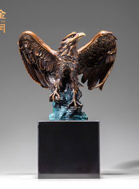 铜艺坊大展宏图老鹰铜摆件办公桌面老鹰铜摆件客厅玄关电视柜铜器