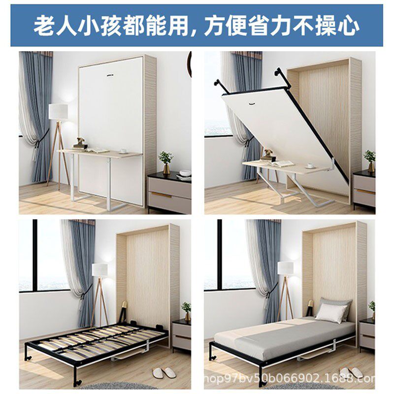 电动单层桌台款隐形床折叠家用多功能隐藏书桌壁床墨菲床五金配件