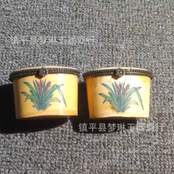 厂家 早期牛骨首饰盒兰花动物复古收藏品