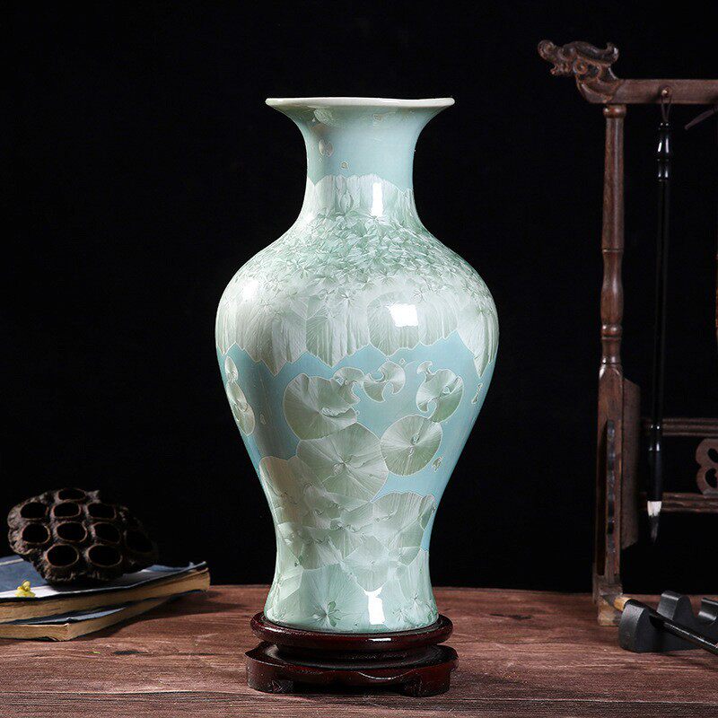 结晶釉瓷器装饰花瓶景德镇中式陶瓷花瓶家居客厅工艺品博古架摆件