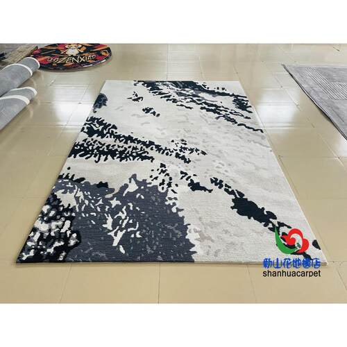 新中式灰色抽象水墨画客厅茶几书房地毯大厅接待室贵宾室会议室