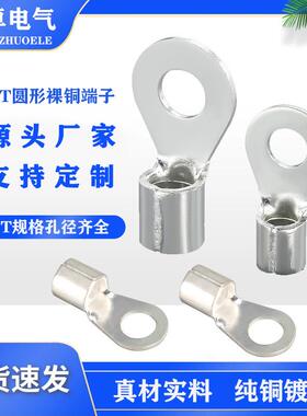 紫铜OT圆形铜鼻子 O环形裸铜端子镀银 家用电器接线鼻子 圆型线耳