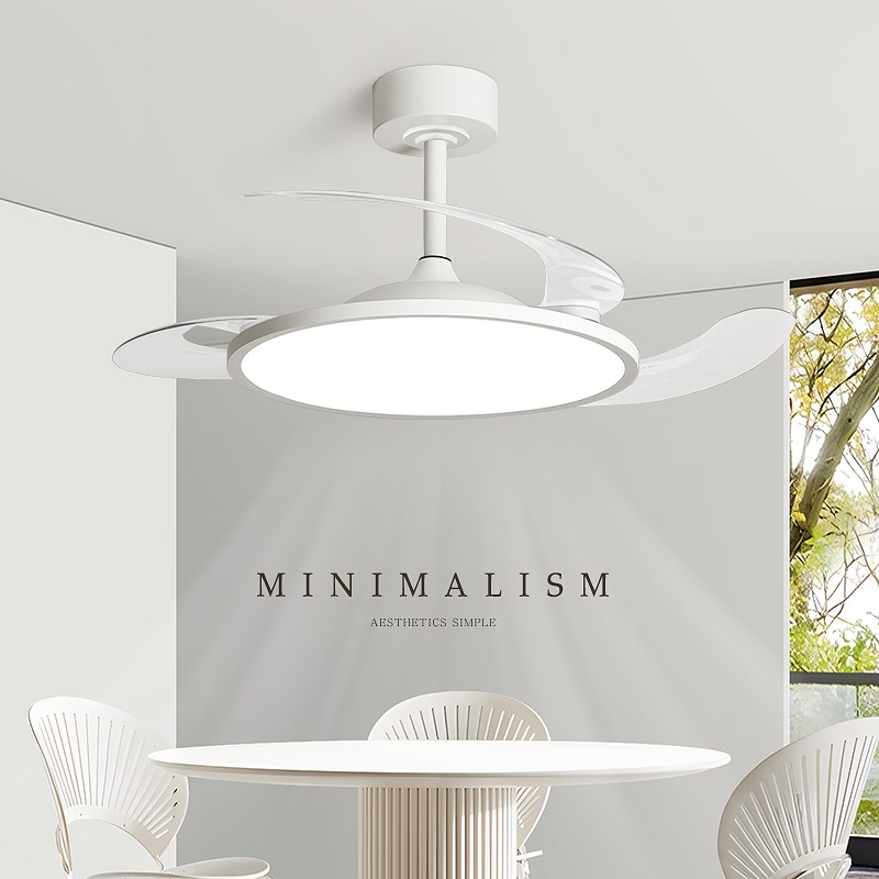 隐形护眼超薄餐厅风扇吊灯卧室吊扇灯大气简约饭厅一体风扇灯