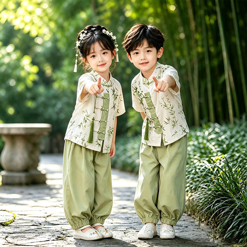 儿童汉服演出服古风合唱班服唐装