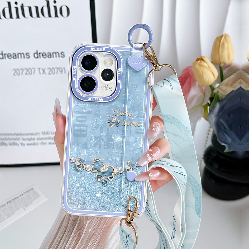 适用OPPORENO15手机壳RENO14新款RENO13硅胶RENO12腕带支架11防摔10PRO全包透明保护套斜跨挂绳背带图片