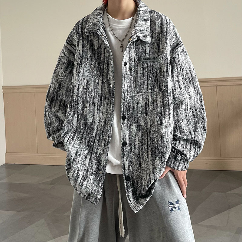 扎染牛仔外套男士春秋季新款美式高街vibe痞帅青少年休闲宽松夹克