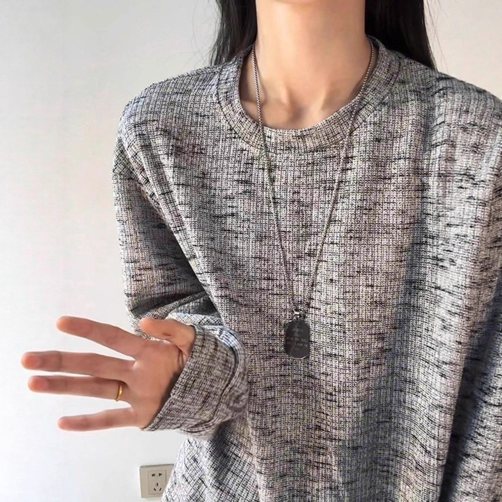 美式复古扎染长袖T恤男款秋季无帽圆领卫衣cleanfit内搭打底上衣