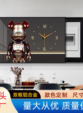 暴力熊电表箱装饰画推拉式横版液压遮挡盒带时钟开关盒配电箱挂画