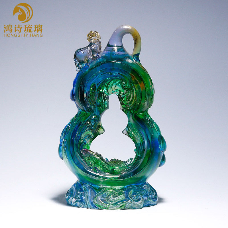 鸿诗琉璃葫芦摆件客厅玄关酒柜装饰品水晶工艺品搬家礼物乔迁新居