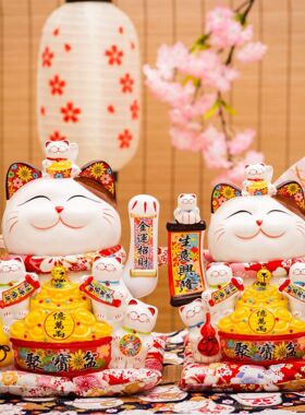 乐喵15寸陶瓷电动摇手招财猫店面开业礼品摆件礼品陶瓷工艺品装饰