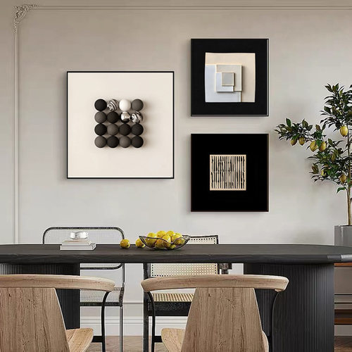 现代铝合金艺术客厅装饰画沙发背景墙奶油风挂画餐厅玄关立体壁画