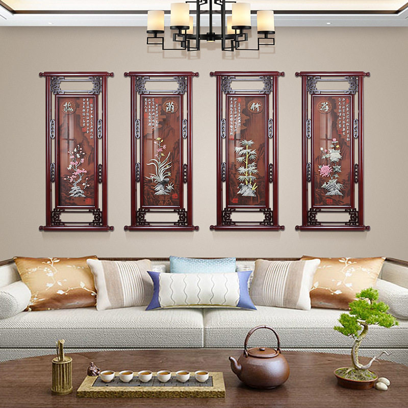 客厅装饰画餐厅办公挂画春夏秋冬3d立体浮雕画玉雕画厂家直销