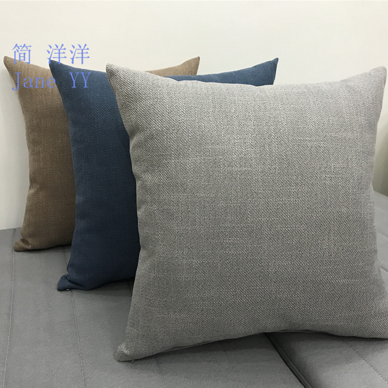 纯色亚麻靠垫抱枕沙发护腰靠枕家居大靠枕办公室汽车Y椅靠背含芯