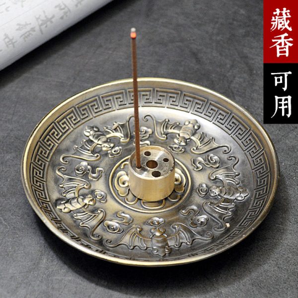 创意龙凤五福香盘香托可以用藏香纯铜香插家居饰品线香炉家用室内图片