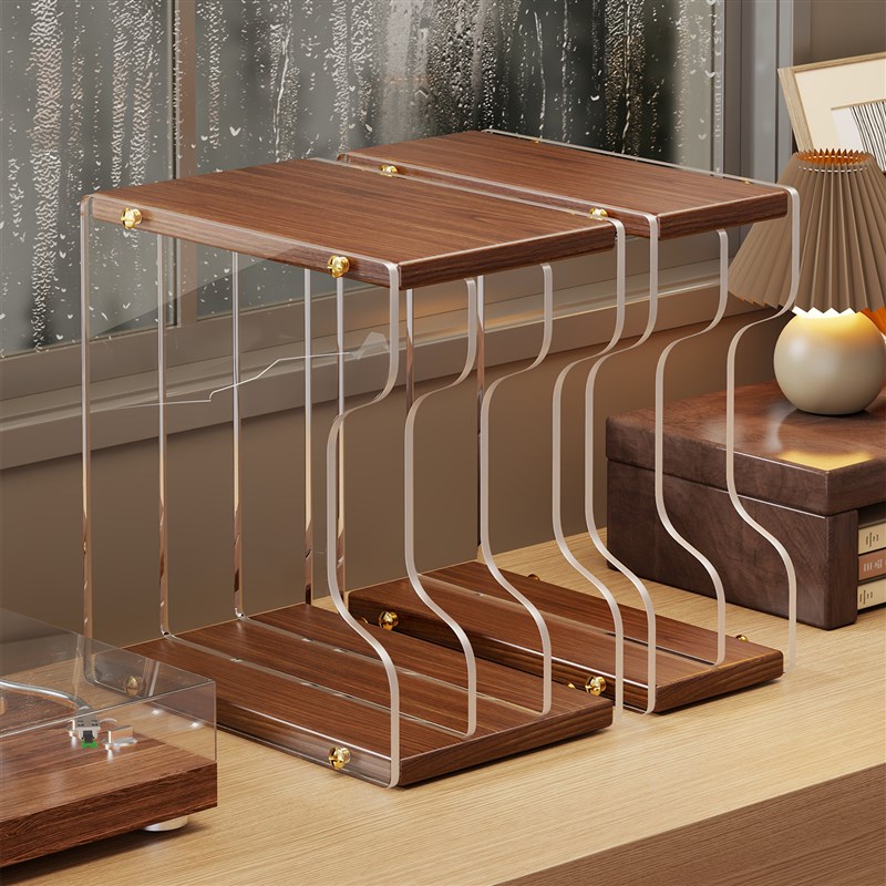 大尺寸黑胶压克力展示架唱片存放架子CD收纳层架Q桌面分格光碟收