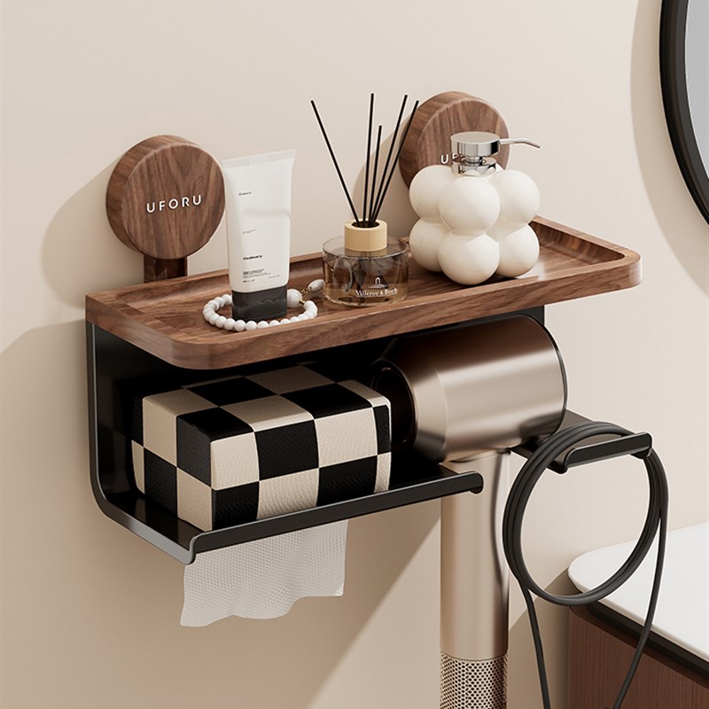 浴室吹风机置物架支架免打孔风筒收纳架卫生N间壁挂吸盘电吹风挂