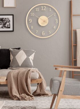 MJK钟表实木玻璃挂钟客厅家用时尚简约时钟挂墙轻奢北欧创意装饰