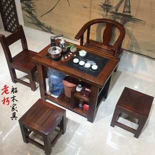 阳台茶桌椅组合实木小型泡茶桌家用小茶台1米2功夫茶几简约网红