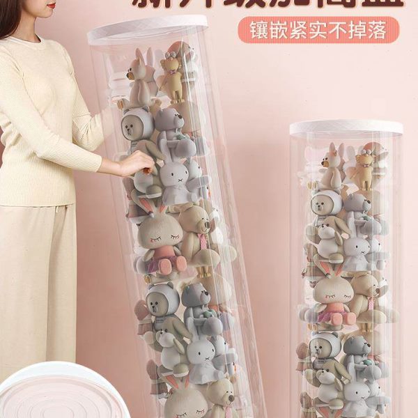棉花娃娃收纳展示盒透明亚克力20cm防尘大容量公仔毛绒玩具桶摆件图片