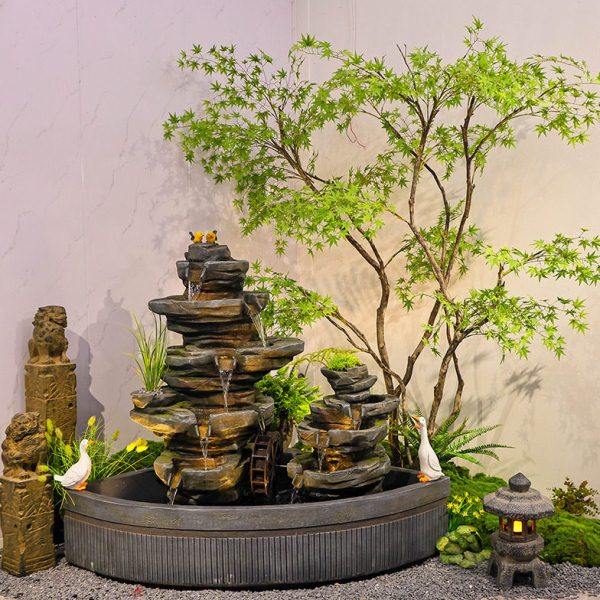 中式阳台鱼池水景庭院花园布置水池装饰造景假山盆景户外流水摆件,家居饰品,户外/庭院摆件,淘宝优惠券,粉丝福利购,淘宝优惠卷