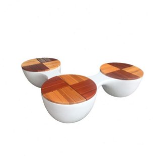 直供玻璃钢商场休闲椅木质座椅创意公共休息座凳异形豆荚椅圆形椅