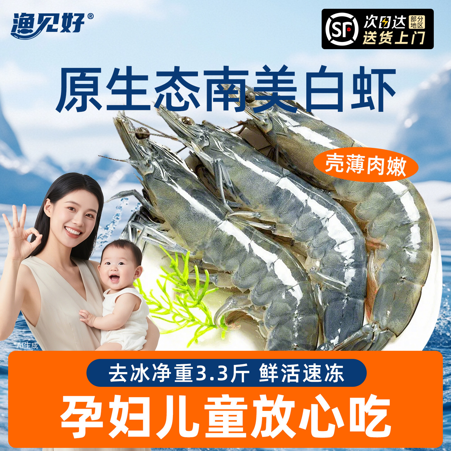 海虾鲜活速冻新鲜海捕南美白对虾厄瓜多尔盐冻大虾鲜活冷冻特大号,水产肉类/新鲜蔬果/熟食,冻虾,淘宝优惠券,粉丝福利购,淘宝优惠卷