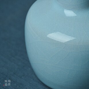 得闲雅汝器瓷天青仿古纸槌花宫廷汝窑茶道摆件小号花插瓶瓶茶台花
