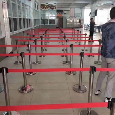 安全隔银带锈缩带排队围栏栏杆不伸钢离行两米五米线护栏杆警示柱