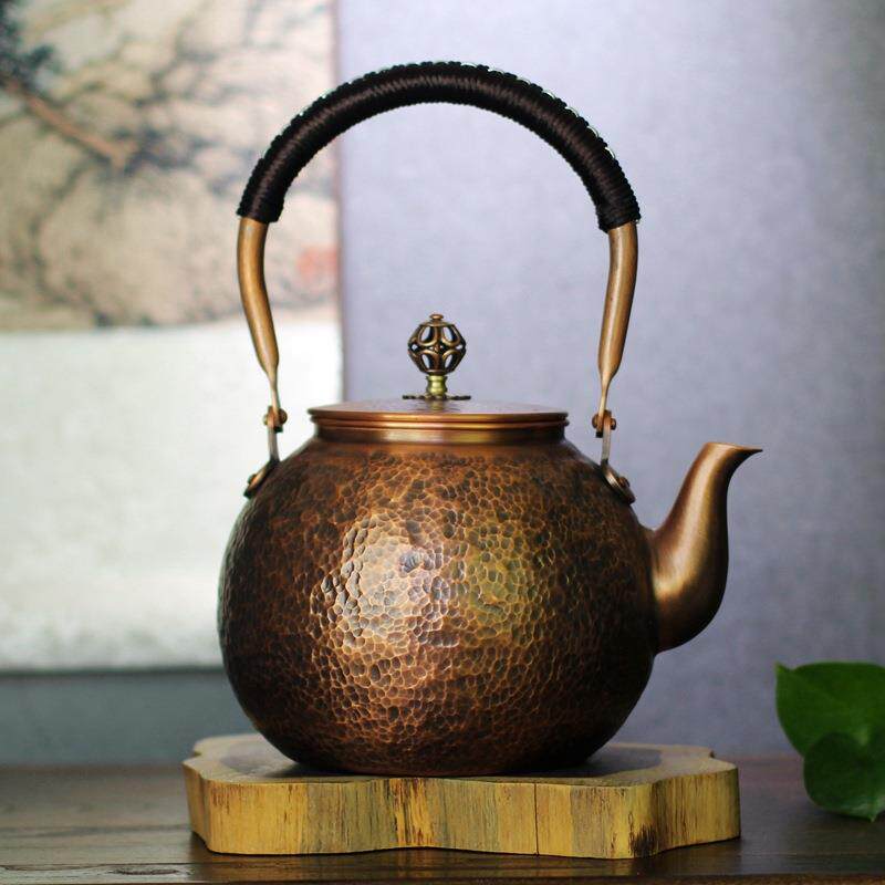 【圆壶-锤纹】手工敲打锤目纹纯铜烧水泡茶壶无涂层电陶炉煮茶壶