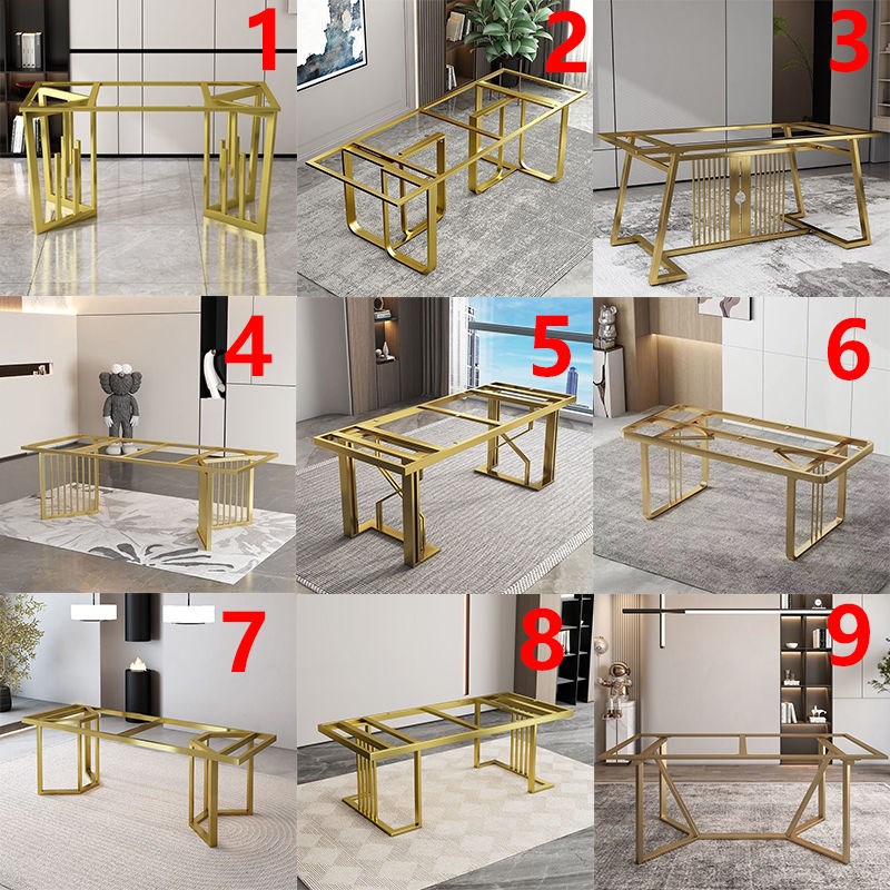 餐桌脚支架大理石岩板瓷砖桌腿大板办公桌茶O桌铁艺不锈钢金属底