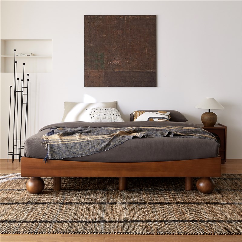 无床头悬浮床实木床架卧室双人床榻榻米大床排骨架U原木床无靠背