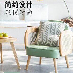 北欧甜品店书吧全实木桌椅科技布艺客厅接待单人沙发椅 2023年新款