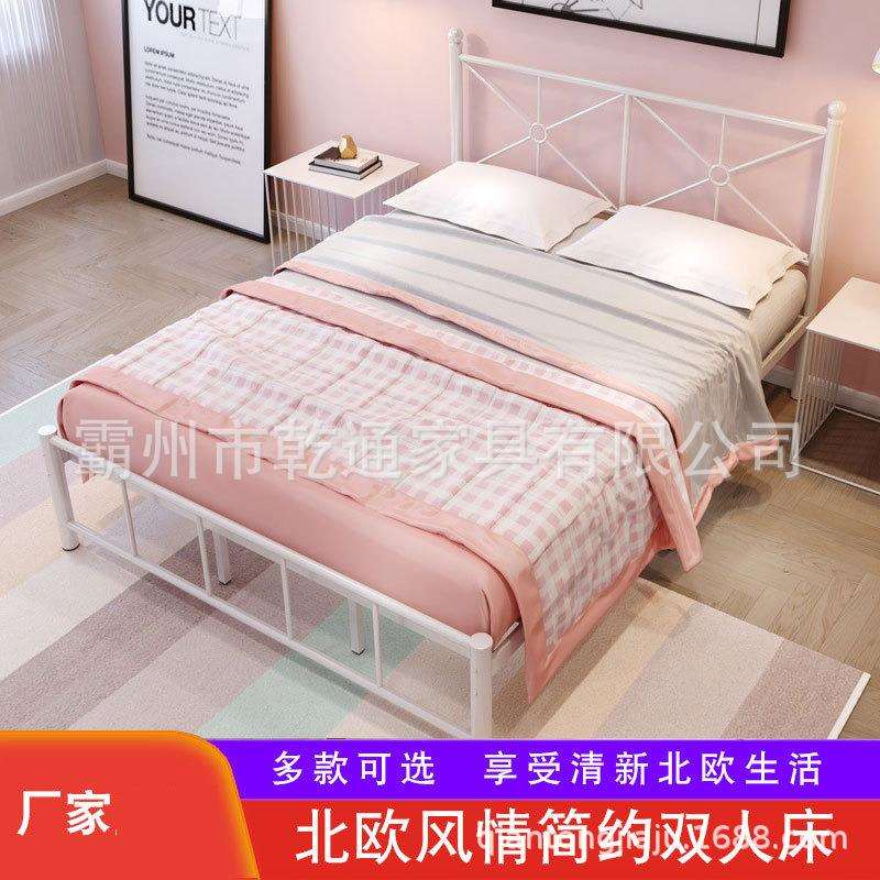 北欧铁艺床法式欧式铁床双人床女孩出租房单人铁艺床架简约公主床