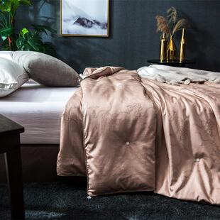 真品100桑蚕丝被子！高档全棉提花蚕丝被四季柔软保暖双胎子母被