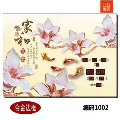 电表箱装饰画可推拉带钟表遮挡配电箱电闸盒装饰液压上翻盖万年历图片