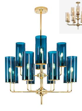 后现代简约客厅卧室餐厅灯北欧店铺服装店蓝色干邑色玻璃轻奢吊灯