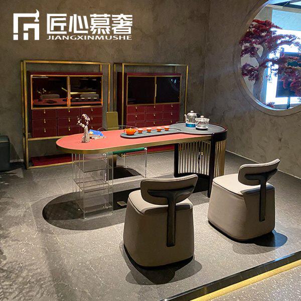 意式轻奢新中式国潮茶台功夫茶室黑檀木高端一体泡茶台2024新款
