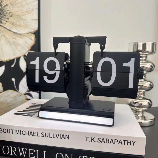 创意时尚带氛围灯翻页钟桌面床头柜轻奢简约座钟小夜灯款装饰时钟,家居饰品,台钟/闹钟,淘宝优惠券,粉丝福利购,淘宝优惠卷