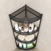 卫生间三角置物架落地式 铁艺浴室多层收纳柜洗漱台厕所夹缝小推车